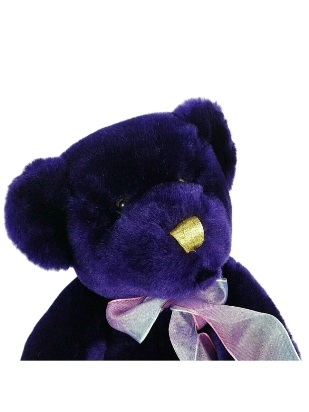No 1 Mom Teddy Bear Plush Stuffed Animal Toy Dark Purple Heart Gold Trim 9 inch